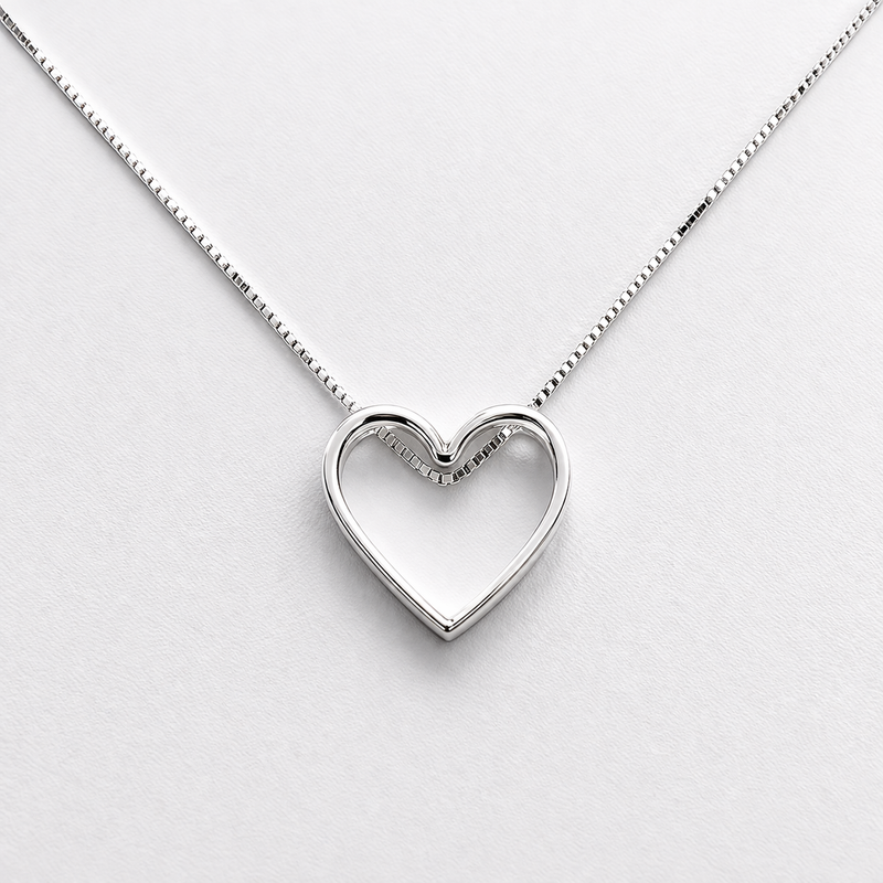 Colar Coração Vazado em Prata 925 – Elegância Exclusiva Estilo Tiffany