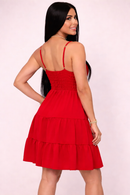 Vestido Feminino Vermelho Midi Confortável e Elegante com Caimento Perfeito